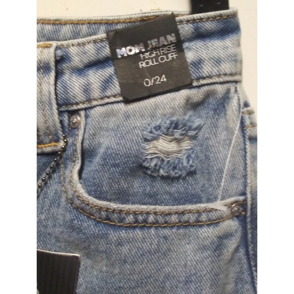 NWT Women's Mom Jeans Sz 0/24 Simple Society Must have Blue Ankle Darts distress - Picture 7 of 12